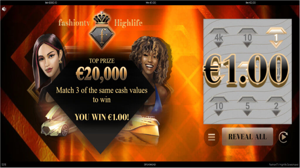 FashionTV Highlife Scratchcard Screenshot 1